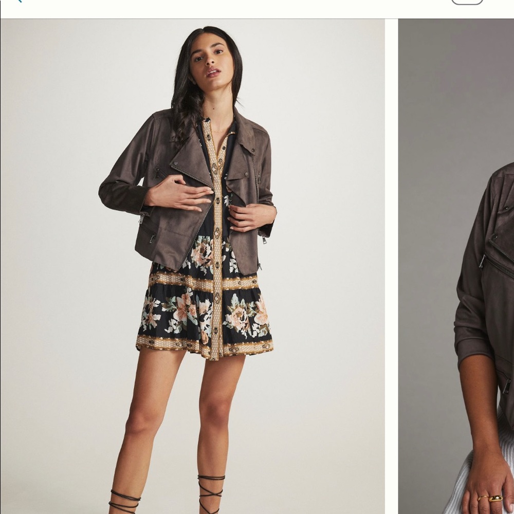 NWT Brown faux suede moto style jacket size large